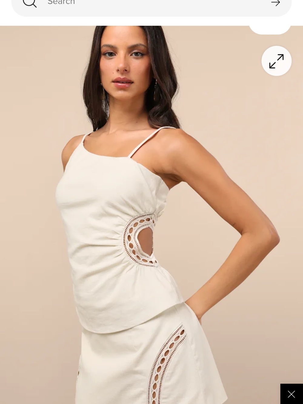 Lulu's Cream Cutout Eyelet Two-Piece Skirt Set